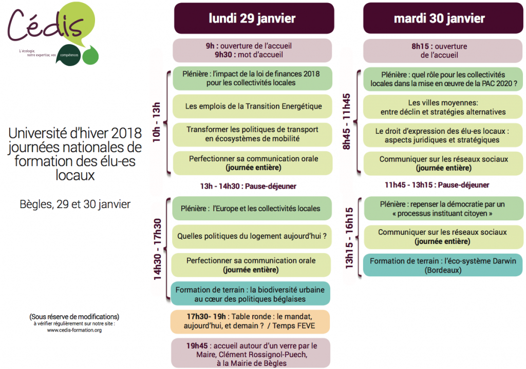 Journées formation des élus locaux écologistes 🗓