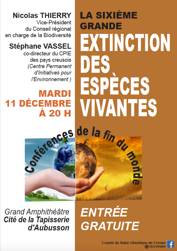 Conférences de la fin du monde : la 6ème extinction des espèces 🗓 🗺