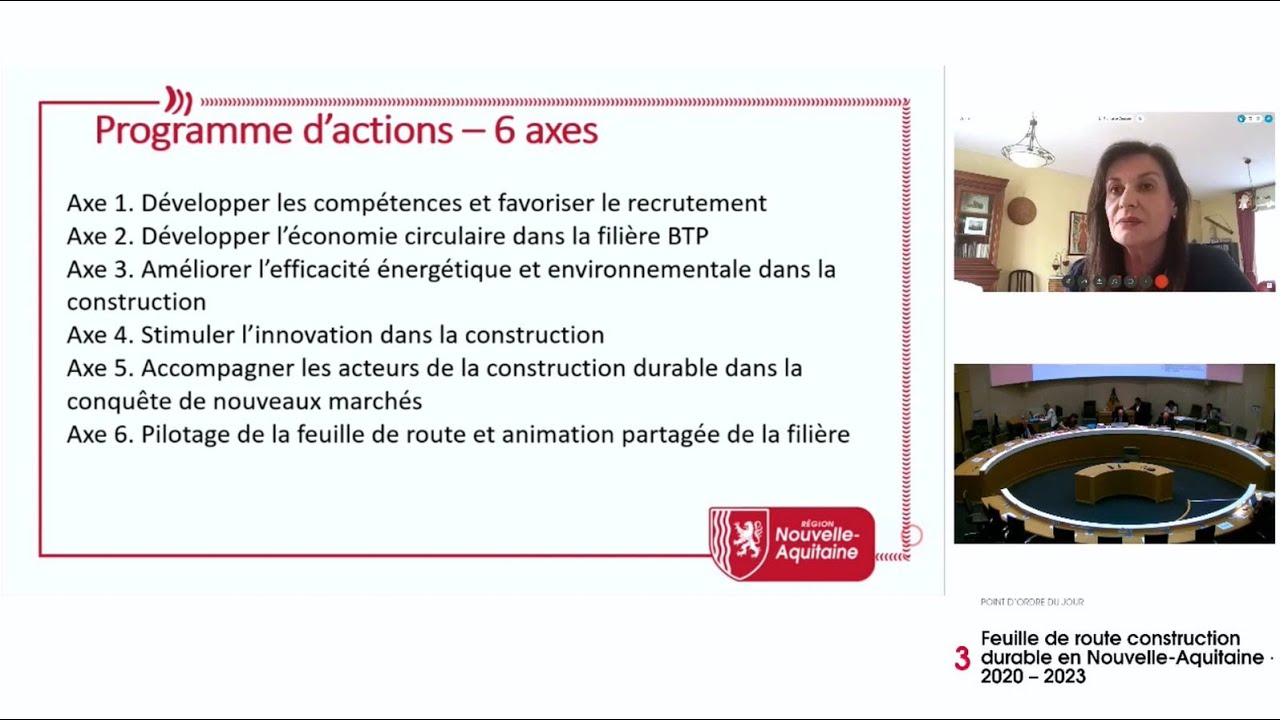 Intervention de Françoise Coutant : feuille de route construction durable en Nouvelle-Aquitaine – 2020 – 2023