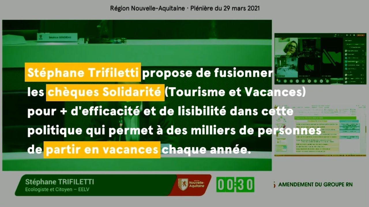 Intervention de Stéphane Trifiletti : poursuite de l’opération chèque « Solidarité Tourisme » pour favoriser le départ des familles les plus modestes en Nouvelle-Aquitaine et favoriser la consommation touristique de proximité