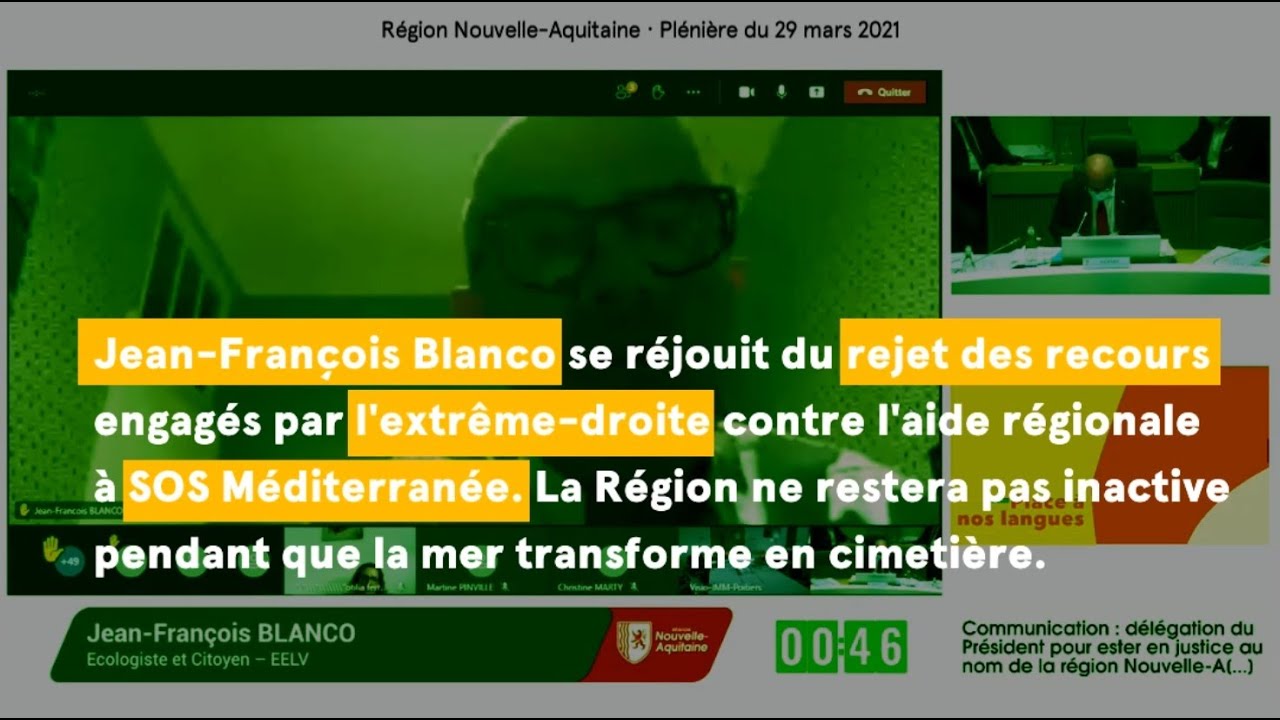 Intervention de Jean-François Blanco : délégation du président pour ester en justice au nom de la région Nouvelle-Aquitaine