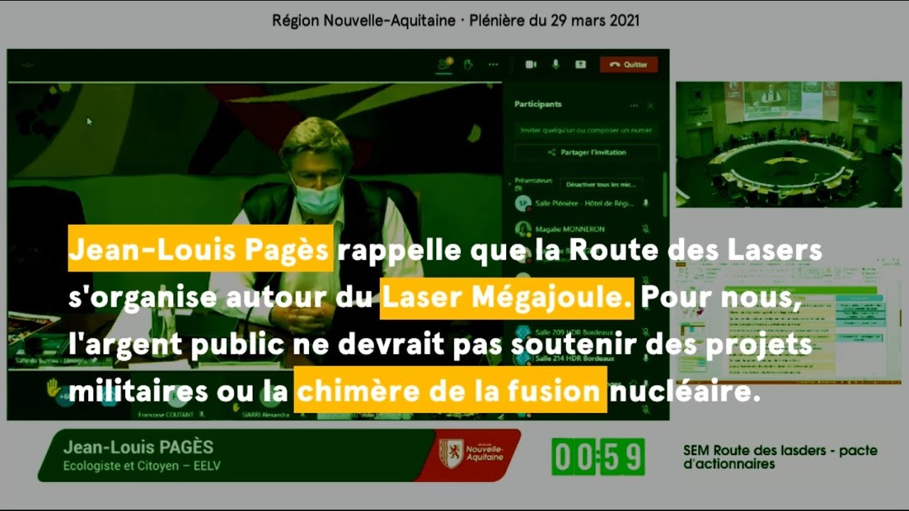 Intervention de Jean-Louis Pagès : SEM Route des lasers – pacte d’actionnaires