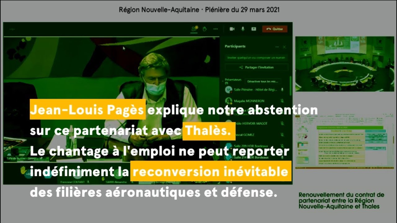 Intervention de Jean-Louis Pagès : renouvellement du contrat de partenariat entre la Région Nouvelle-Aquitaine et Thalès