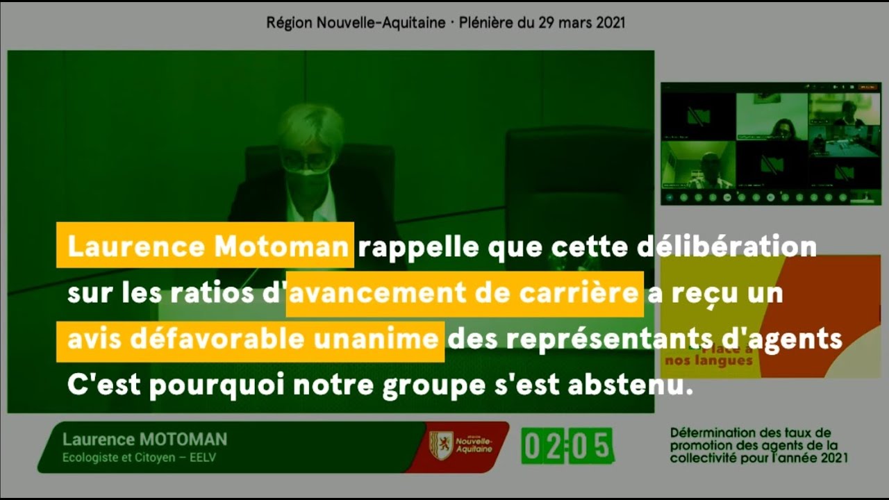 Intervention de Laurence Motoman : détermination des taux de promotion des agents de la collectivité pour l’année 2021