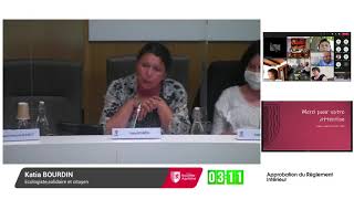 Intervention de Katia Bourdin en séance plénière du 19 juillet 2021 sur l’approbation du règlement intérieur